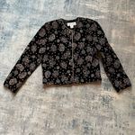 Norton Mcnaughton Vintage  Black Floral Velvet Metallic Brocade Blazer Size 6 Photo 4