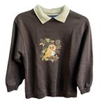 Radish Countrywear Embroidered Owl Sweatshirt Brown Size Small Photo 0