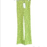 ZARA NWT   HIGH RISE FLARED JACQUARD PANTS  GREEN Medium Photo 7