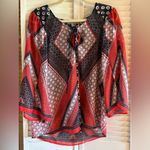 FIGUEROA Fig & flower size Small Flowy Boho blouse top shirt red white and blue Photo 0