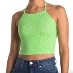 BP Halter Crop Top Neon Green Frosty Follard Floral Print Casual Neutral Photo 0