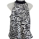 John Paul Richard  Zebra Print Sleeveless Blouse Black White Mock Neck Sz Small Photo 0