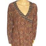 Soft Surroundings LONG SLEEVE ANIMAL PRINT FAUX WRAP RUCHED DRESS SIZE M Photo 2