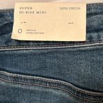 American Eagle  Super Hi-Rise Mini Jean Skirt Stretch Embroidered Distressed SZ 0 Photo 10