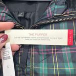 Talbots  Womens Puffer Vest‎ Small Green Plaid Tartan Faux Fur Collar Down Filled Photo 2