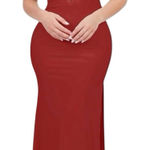 Popilush Shapewear Bodycon Sculpting Slit Lace Midi Maxi Dress Sz S NWT‎ Red Photo 0