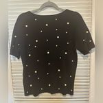 ZARA Knit Black Faux Pearl Embellished Short Sleeve Crewneck Sweater Top Size L Photo 3