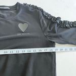 Love moschino  Black Ruffled Heart Logo 3/4 Sleeve Crewneck Crop Top Size 8 Photo 5