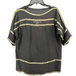 Diane Von Furstenberg  Shirt Womens 2 Black Gold Silk Sheer Blouse Top Party Glam Photo 0