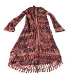 Free People  Red and Pink Knit Coachella Cardigan Duster Photo 1