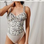Free People  weekend plans bodysuit in tea combo floral sheer ruffles Photo 1