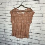 Crystal K Sheer Lace Short Sleeve Blouse Women’s Small Nude Floral Mesh Top Y2K Brown Photo 8