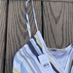 Loft NWT Striped  Wrap Mini Dress Size 6 100% Rayon white blue and yellow stripes Photo 8