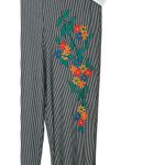 Judith March Judith‎ March Women's Pants Flare Pull On Striped Embroidered Floral Medium NWT Photo 1