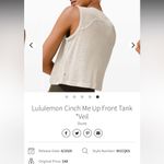 Lululemon  Cinch Me Up Front Tank *Veil Dune Photo 1