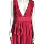 Lulus Lulu’s Red Deep V Pleated Dress Photo 1