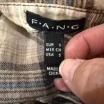 Fang Plaid Studded Shoulder Flannel Shirt Womens Size S Roll Tab Sleeves Brown Photo 3
