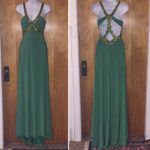 Green & Gold Beaded Riva Designs Ballgown Fancy Prom Dress Size 6 Photo 1