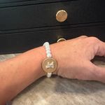 Elegant Pearl Bracelet with Gold Monogram Charm “K” White Photo 2
