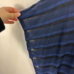 Lane Bryant Top 26/28 Blue Black Striped Sheer Dolman Oversized Ruched Plus Photo 2
