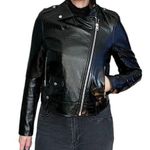 Topshop  Black Faux Leather Jacket Size 6 Photo 0