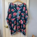 Matilda Jane Women's XXL Navy Floral Print Kaftan Beach Cover Up Tassels Photo 1