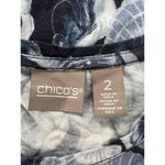 Chico's  Size 2 Blue Cotton Modal Tee Shirt Seashell Nautical Beach Travel Modern Photo 2