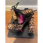 Wild Diva Sexy Leopard and Black Suede Platform Chunky Strappy Heels Pumps Photo 4
