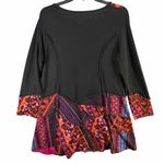 Sacred Threads  Tunic Top M Black Orange Patchwork Festival Art To Wear Lagenlook Photo 4