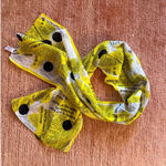 Italian Made Sheer Cotton Designer Scarf Newspaper Print Black Photo 0