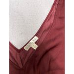 Nine Britton burgundy silky drop waist dress in size small. Long Sleeve Photo 6