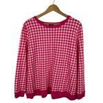 Talbots  Pink Gingham Print Sweatshirt Sz 2X Pullover‎ Long Sleeve Preppy Plus Photo 1