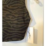 Gottex Studio Y Back Sports Bra Crop Top Olive Green & Black Zebra Small Photo 1