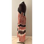 Floral Maxi Dress Medium Red Black Halter Boho Beach Hippie Vacation Lightweight Photo 2