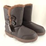 Holly Womens Winter Boots Faux Leather Faux Fur 8 Brown Photo 0