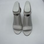 Michael Kors  Womens 6M White Leather Open Toe Stiletto Zip Heels Career Party Photo 2
