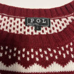 POL Fair Isle Knit Sweater Snowflake Holiday Christmas Nordic Burgundy Size Large Photo 3