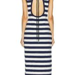 Moncler New Striped Long Dress Navy White Sleeveless Women's Size S Photo 1