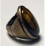 Adjustable Stretchy Large Tigers Eye Men or Women’s Statement Vintage Ring Brown Photo 1