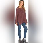 Free People  Pretty‎ Pointelle Open-Knit Vee Sweater in Rose Glow Size Medium Photo 3