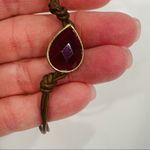 Boho Bracelet OSFA Brown Cording Maroon Large Cabochon Faceted Photo 2