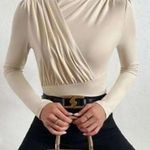 NWOT Mock Neck Ruched Bodysuit Photo 4