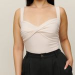 Reformation  Anine Knit Twist Front Tank size Medium in Ivory Cream $58 Photo 2