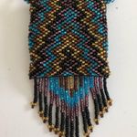 Blue/Brown Beaded Medicine Bag Necklace NWOT Photo 2