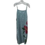 Farm Rio NWT  Blue Anthurium Sequin Slip Maxi Dress Aqua Multi Size L Photo 13