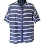 Lafayette 148  Silk Blend Striped Hi Low Blouse Photo 0