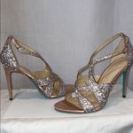 Betsey Johnson  Rhinestone Champagne Satin Ankle Strap Stiletto Heel 10 nwot Photo 10