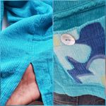 Play Alegre Womens Linen Blend Top iz Small Hand Painted Button Grannycore Boho Blue Photo 6