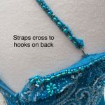 VTG Y2K Fairycore Dress Gown Sz 8 Riva Designs Blue Silk Beaded Halter Glam Photo 13