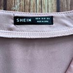 SheIn Womens Casual V Neck Short Sleeve Satin Blouse Solid Top Dusty Pink Sz M Photo 8